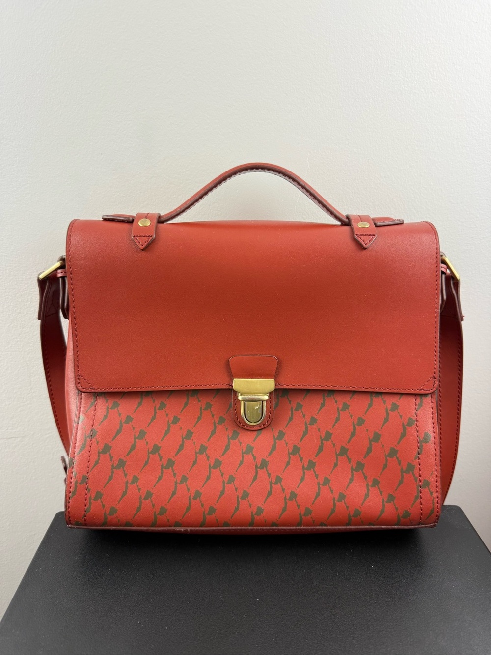 IIIBeCa by Joy Gryson Duane St Messenger Leather Satchel Patterned Bag